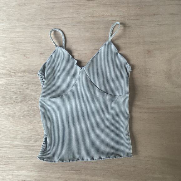 21 Saints Tops - 21 Saints Dusty Blue Cropped Ribbed Tank Top Size Medium